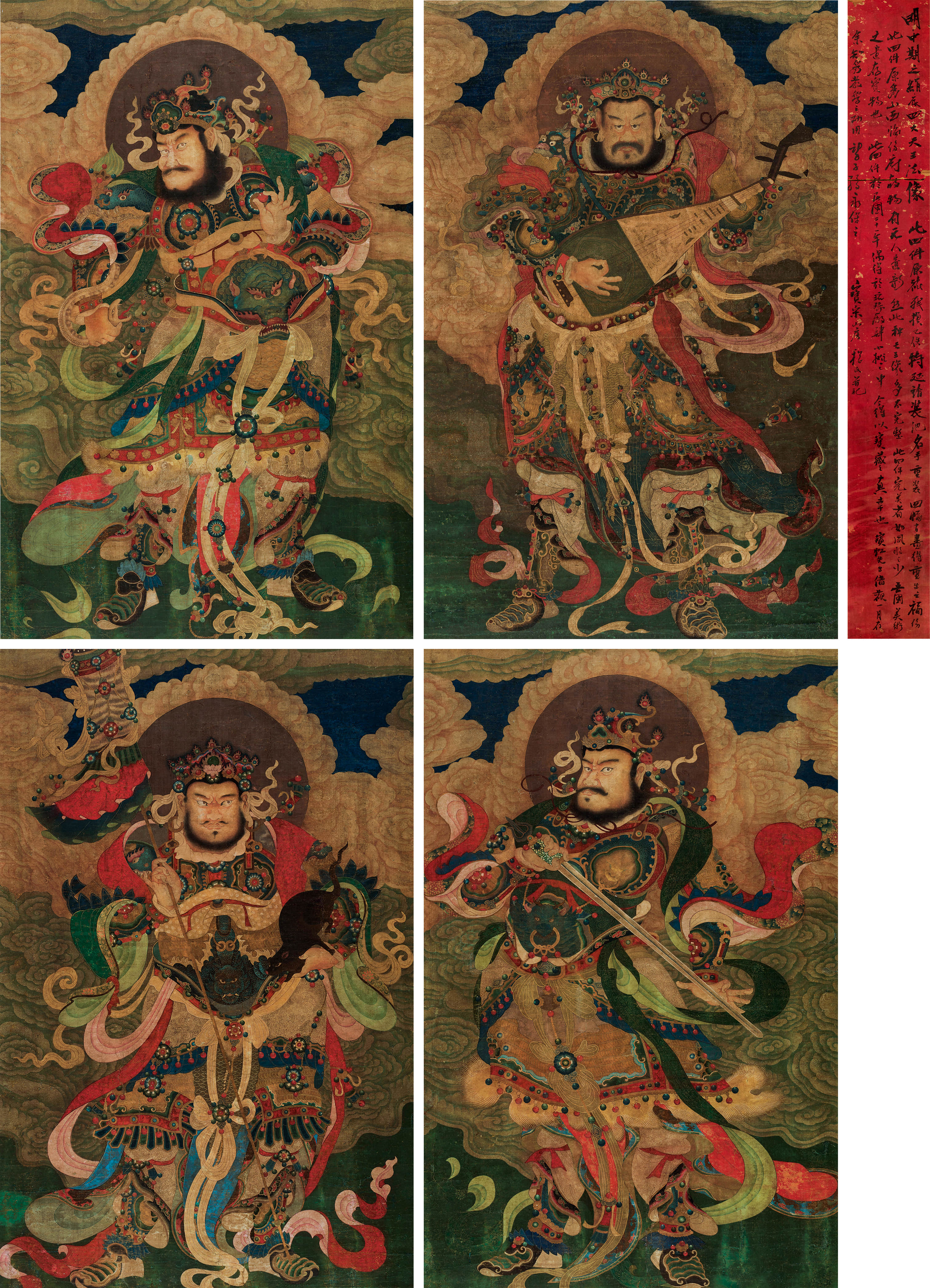 佚名四大天王法像四幅立轴绢本设色