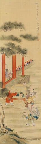 1908～1970 吴光宇 司马光砸缸 设色绢本 立轴