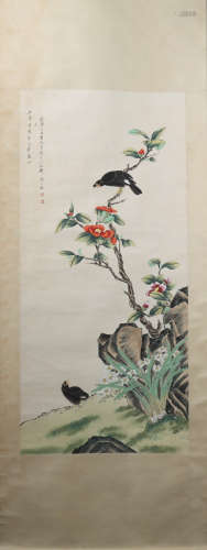 A Zou yigui's flowers and birds painting