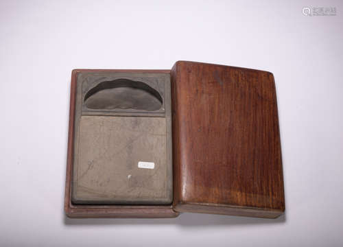 A Inkstone and wood box