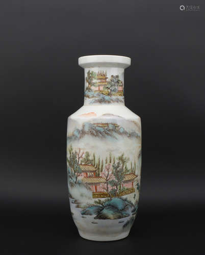 A Wu cai 'landscape' vase