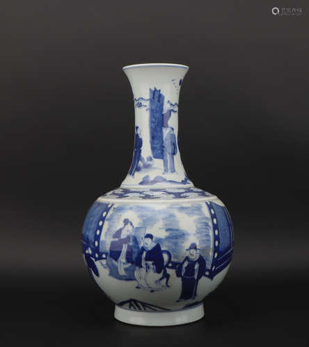 A blue and white 'figure' globular vase