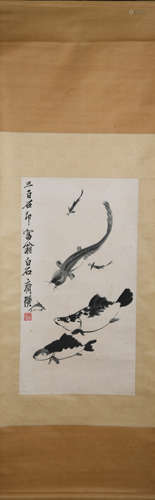 A Qi baishi's fish painting