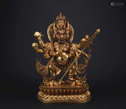 A gilt-bronze figure of Yamantaka