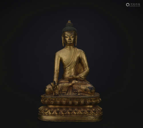 A gilt bronze statue of shakyamuni