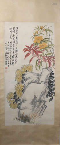 A Wu changshuo's flowers and birds painting