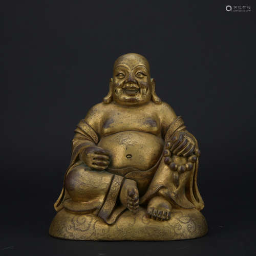 A gilt bronze statue of Maitreya