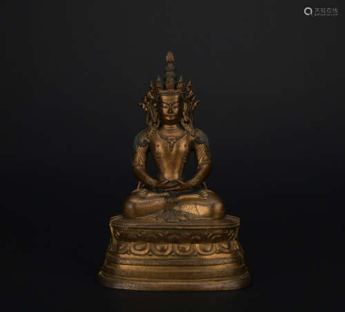 A gilt bronze statue of the Buddha of Immeasurable Life