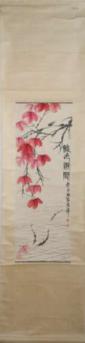 A Qi baishi's maple leaf painting