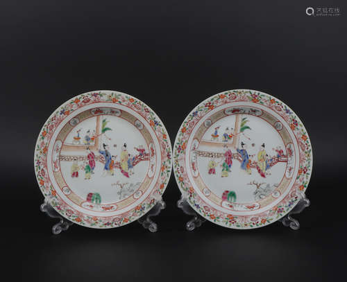 A pair of famille-rose 'figure' dish