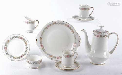 A Royal Albert coffee service in the Paragon 'Belinda' pattern, consisting of six cups, six