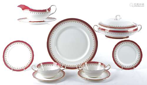 An extensive Aynsley china dinner service in the 'Durham' pattern, consisting of dinner plates, side