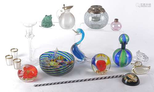 A collection of 20th Century glass wares to include a quantity of twisted cane glass sweets,