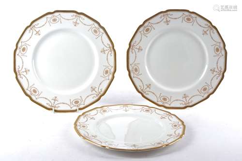 Ten Royal Doulton plates in the 'Abbess' pattern with Greek key border and swags and bows design,