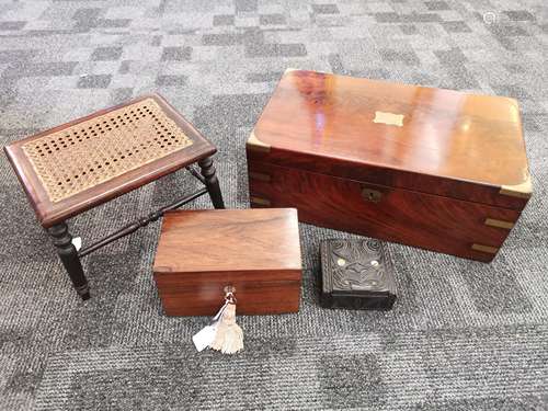 A late 19th or early 20th Century mahogany and brass mounted writing slope, 16cm x 14cm x 24cm,