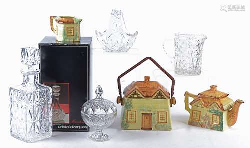 A Price Kensington cottage ware pottery part tea set, the cruet pot AF, together with a quantity