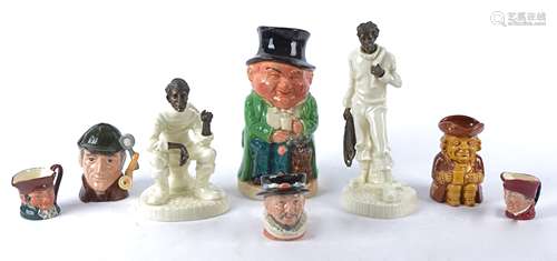 A small group of Toby and character jugs, to include a Burlington Ware watchman, height 24cm,