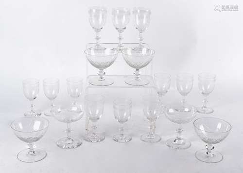 A quantity of early 20th Century and later drinking glasses to include sixteen etched glasses with