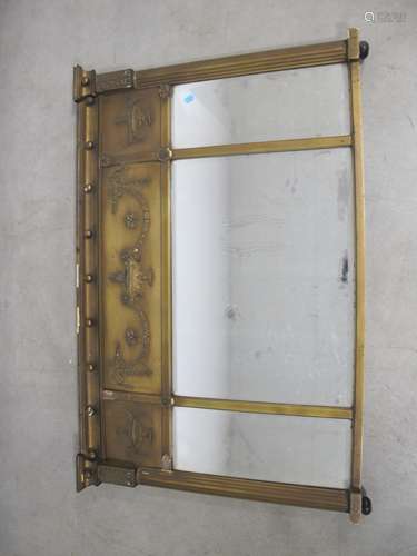 An antique gilt Neoclassical tripple plate overmantle mirror, 110cm x 71cm, sold together with two