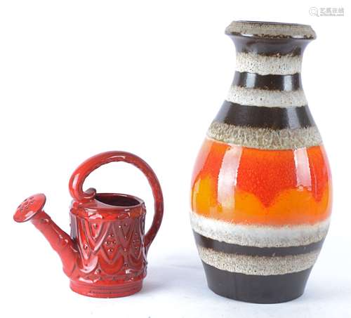 A Scheurich of West Germany pottery vase of substantial proportions with central orange and red