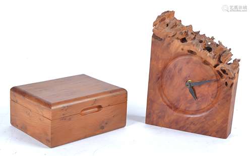 Paul Swan (Contemporary British) a clock master crafted from Coolibah burr, 18cm x 13cm x 3.5cm,