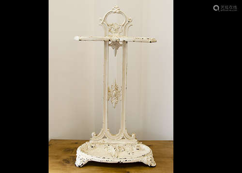 A cast iron painted stick stand, the 19th Century cast iron stick stand with Art Nouveau decorated