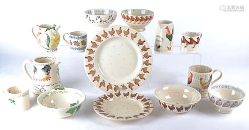 A group of late 20th Century pottery tableware predominantly by Emma Bridgewater, to include 'Robin'