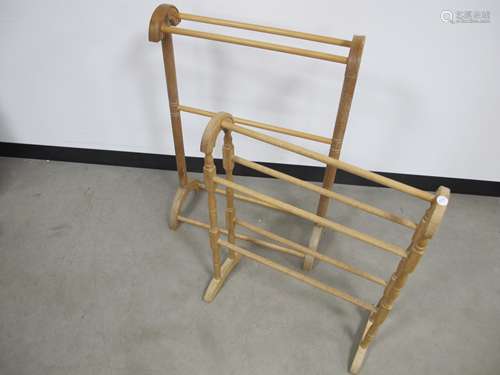 Two contemporary pine and beach towel rails 62cm x 76cm and 62cm x 93cm