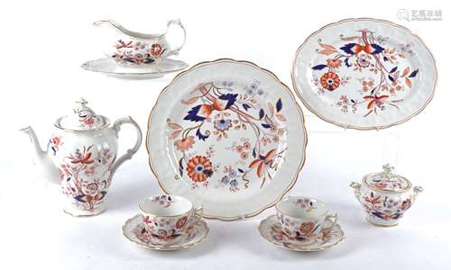 A Booths 'Fresian' pattern coffee set, with floral sprigs in an Imari pallet, consisting of coffee