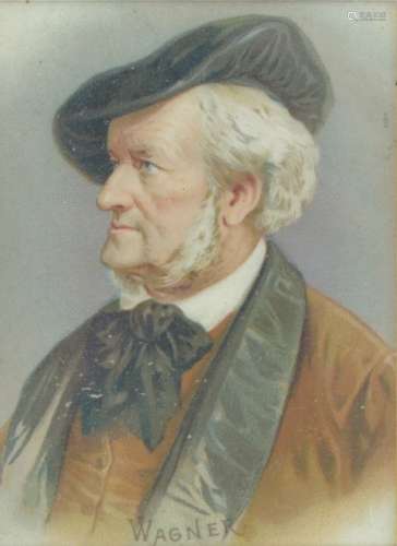 A print of Richard Wagner (1813-1883) portrait, depicting Wagner in a profile half length pose