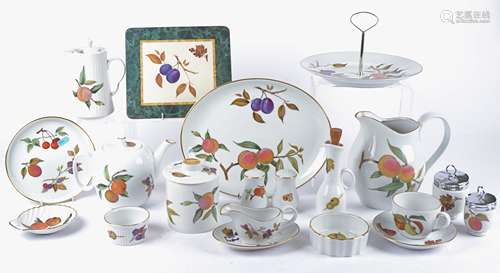 A large collection of Royal Worcester 'Evesham' oven to table pottery, comprising quiche and pie