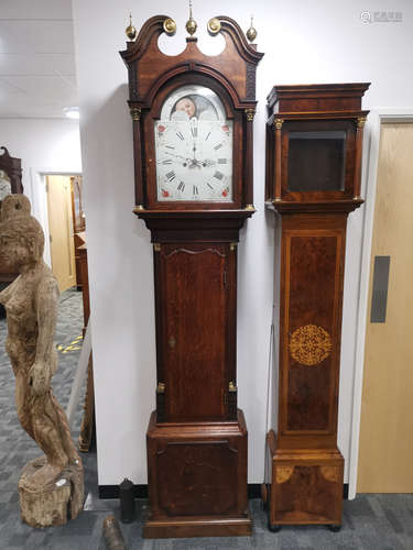 An oak 'Richard Birch, Birmingham' moon phase long case clock with 8 day movement, with