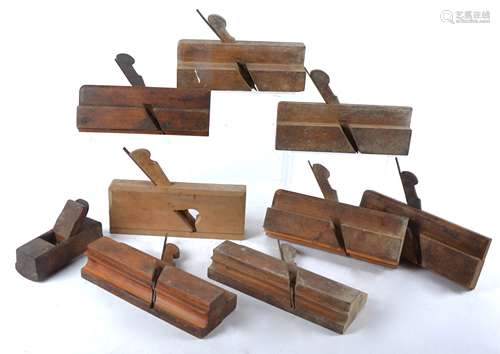 A box of antique and later wood planes, various makers including 'W Lucas' 'Gough & Bowen', these