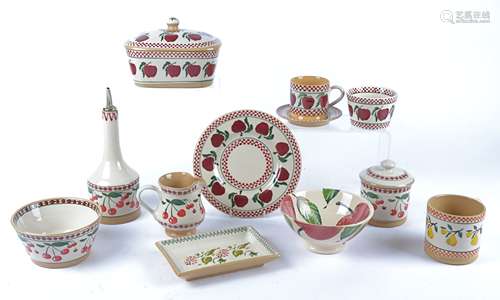 Nicholas Moss (Irish Contemporary) a quantity of tableware predominantly with fruit as a theme, to