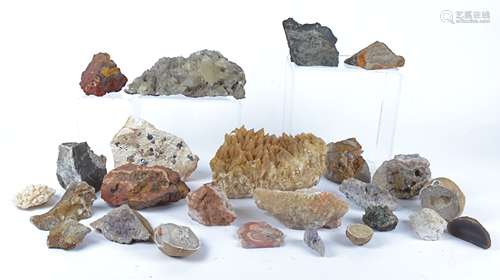 A large selection of mineral specimens, together with geodes and rock specimens, including