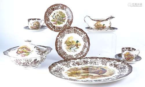 A Royal Worcester Palissy part dinner service in the 'Game series' pattern, comprising six side