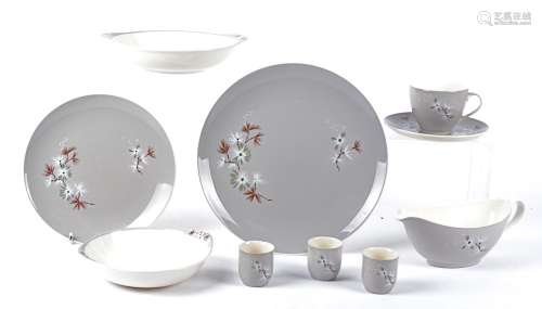 An extensive Royal Doulton 'Frost Pine dinner service' with stylised Winter plant life design, to