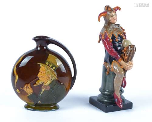 A Royal Doulton figure of a Jester, HN1702, height 26.5cm, together with a Royal Doulton pottery