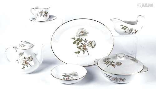 A Royal Doulton part dinner service in the 'Yorkshire Rose' pattern, to include dinner plates,