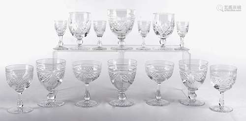 A selection of Edinburgh glassware, including liqueur glasses, wine glasses, short stem wine glasses