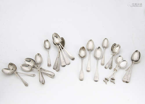 A quantity of Georgian and later tea and coffee spoons, including two 1930s dog show examples, old