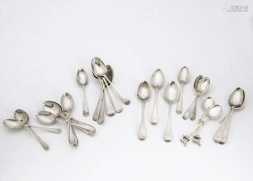 A quantity of Georgian and later tea and coffee spoons, including two 1930s dog show examples, old