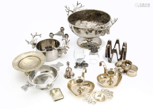 A large collection of silver plate, including a part canteen of cutlery, various flatware and
