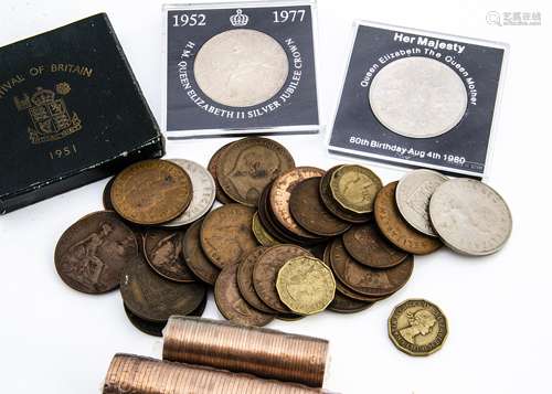 A mixed collection of Victorian and 20th Century British and world coins