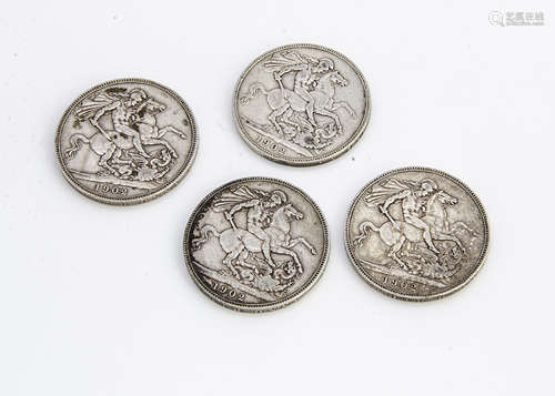 Four Edward VII crowns, all dated 1902 and VF (4)