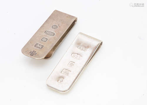 Two modern silver money clips, one with millennium mark, by RC, the other by R&D (2)