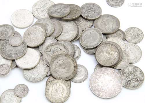 A collection of British coins, including a quantity of pre-1946, later cupro nickel and copper, some