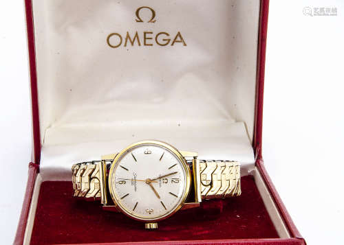 A c1960s Omega Seamaster 600 gilt gentleman's wristwatch, 32mm, appears to run, stainless steel rear