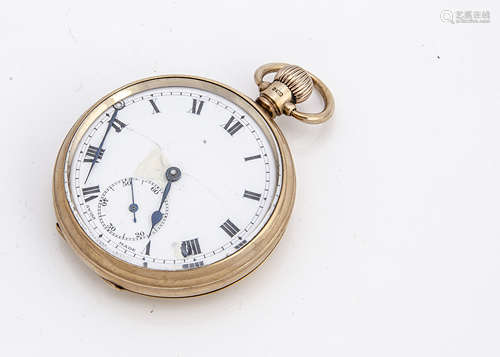 A George V 9ct gold open faced pocket watch, 49mm, Dennison case hallmarked to rear and dust covers,