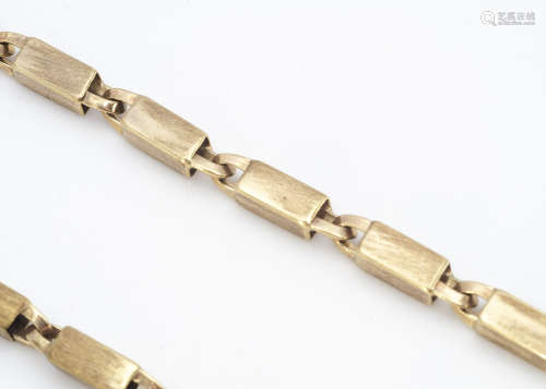 A 9ct gold satin finish block linked necklace, 45cm, 19.8g